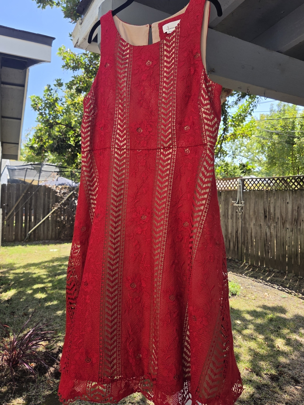 Anthropologie Sleeveless Red Lace A-Line Dress NWT!
